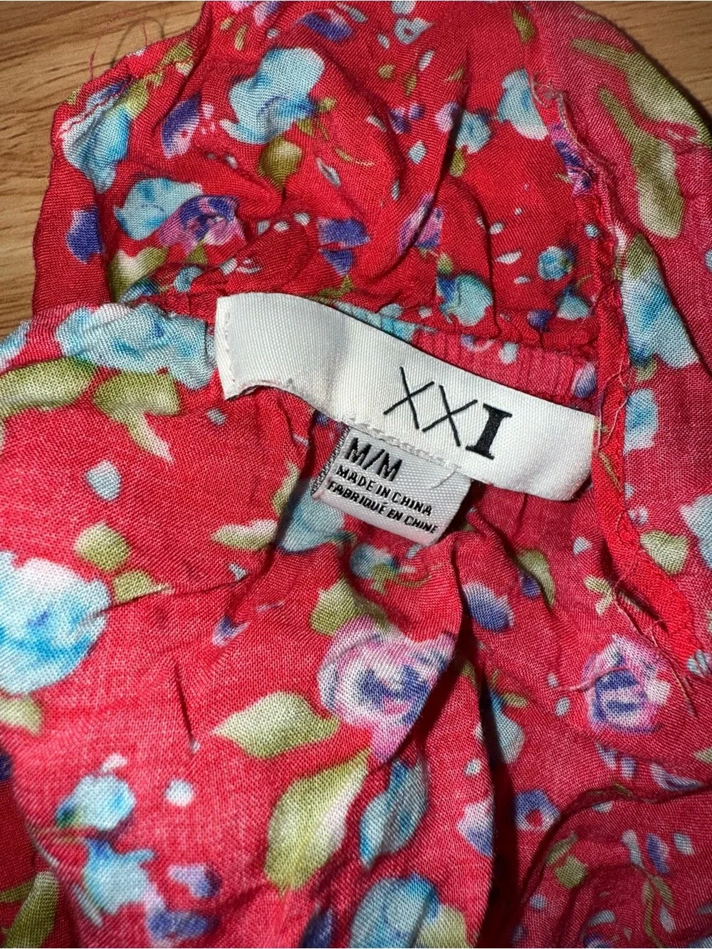Forever 21 Red Floral Strapless Romper with Blue and Green Accents